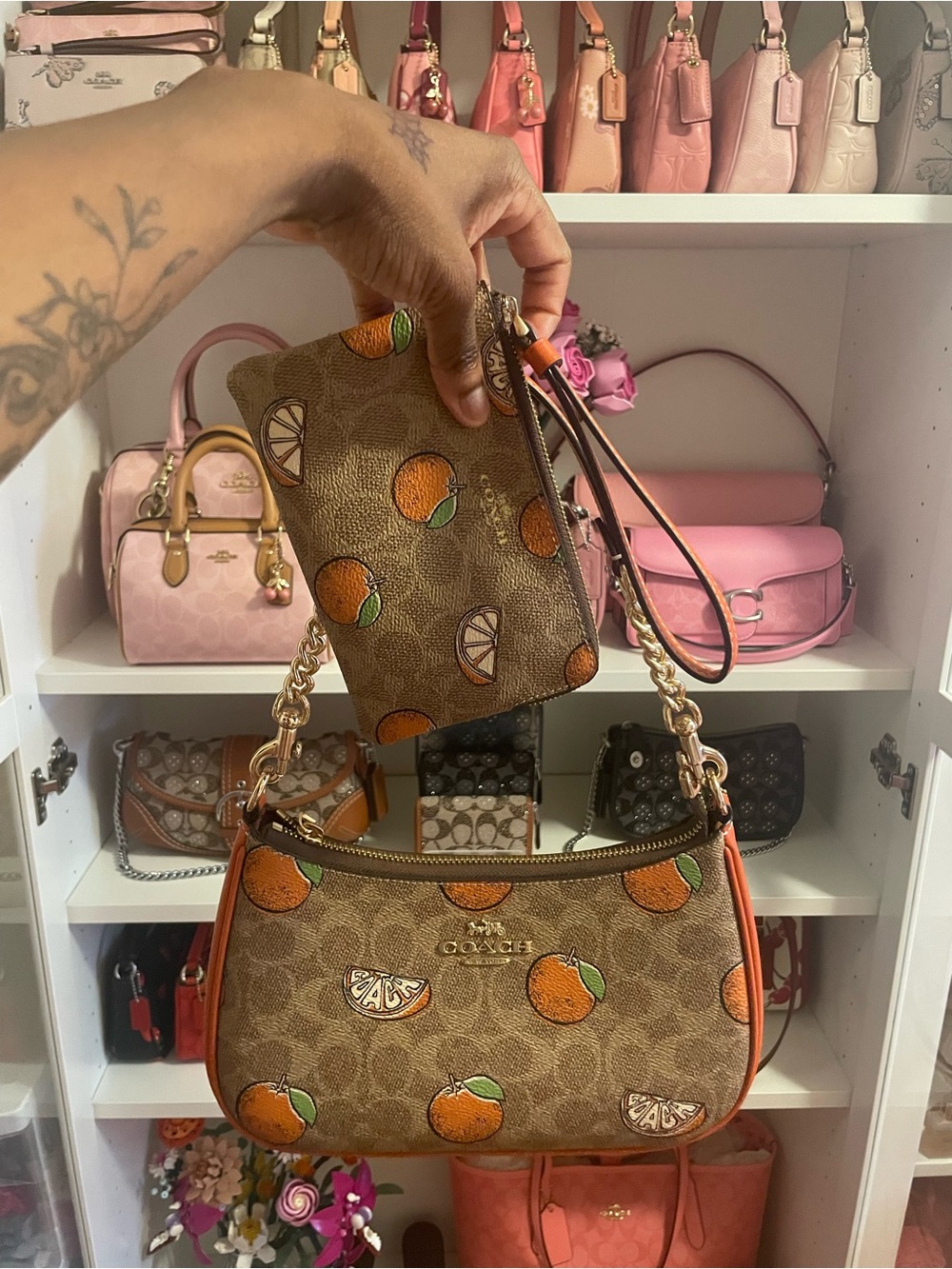 Coach Orange Teri with matching wristlet